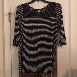 Black and white striped maternity top